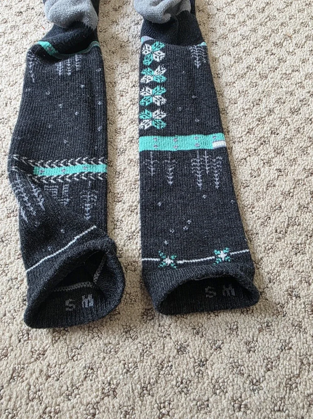 Farm-to-Feet Women’s Black Knee-High Socks with Teal Accent